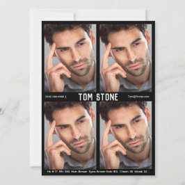 4 Fotomodel Actor Comp Kaart Zwart Sjabloon