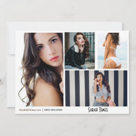 4 Fotomodel Vrouw Comp Card White Sjabloon Kaart