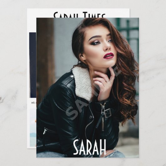 4 Fotomodelkopkaart — Comp-kaart — witte Sjabloon Kaart (Voorkant / Achterkant)