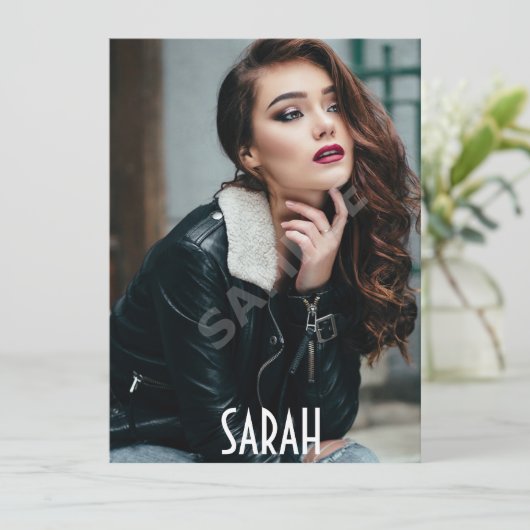 4 Fotomodelkopkaart — Comp-kaart — witte Sjabloon Kaart (Staand voorkant)