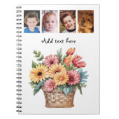 4 foto's aangepaste tekst gerbera bloemen wit notitieboek (Voorkant)