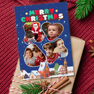 4 foto's abstract lijst collage Christmas briefkaa Feestdagenkaart