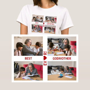 4 Foto's Beste Godmother Ever Hart Fotocollage T-shirt