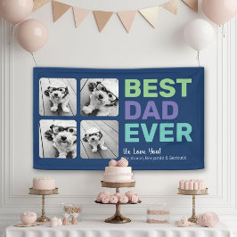 4 Foto's Beste Papa Ooit - Whimsische Groetkaart Spandoek
