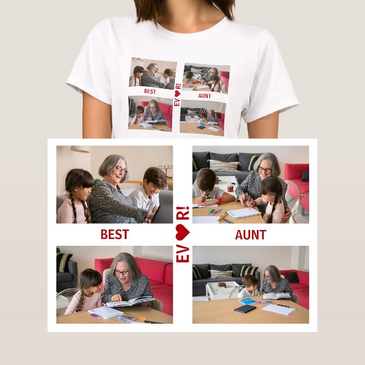 4 foto's Beste tante ooit hart liefde foto collage T-shirt