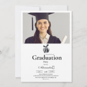 4 Foto's Black Bow Disco Ball Graduation Party Kaart (Achterkant)