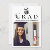 4 Foto's Black Bow Disco Ball Graduation Party Kaart (Voorkant)