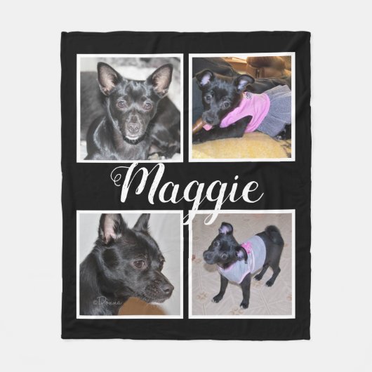 4 Foto's  | Black W Fleece Dog Blanket (Voorkant)