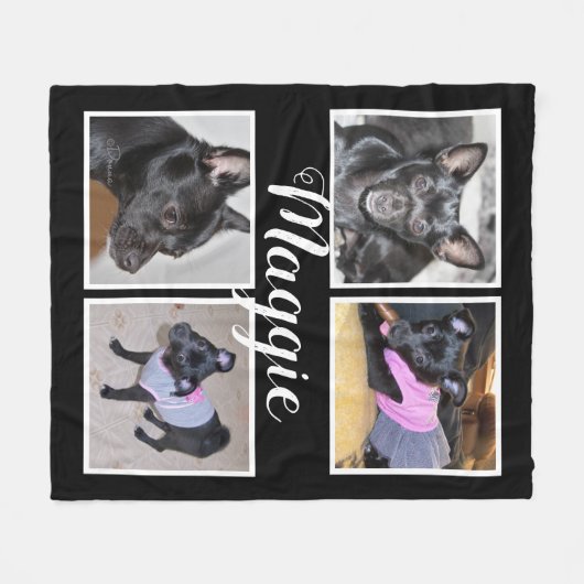 4 Foto's  | Black W Fleece Dog Blanket (Voorkant (Horizontaal))