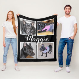 4 Foto's  | Black W Fleece Dog Blanket Deken