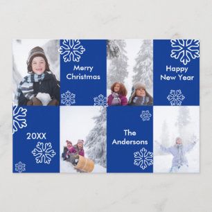 4 foto's blauwe achtergrond - kerstkaart kaart