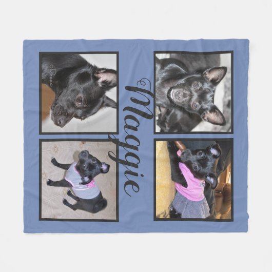 4 Foto's  | Blue Fleece Dog Blanket (Voorkant (Horizontaal))