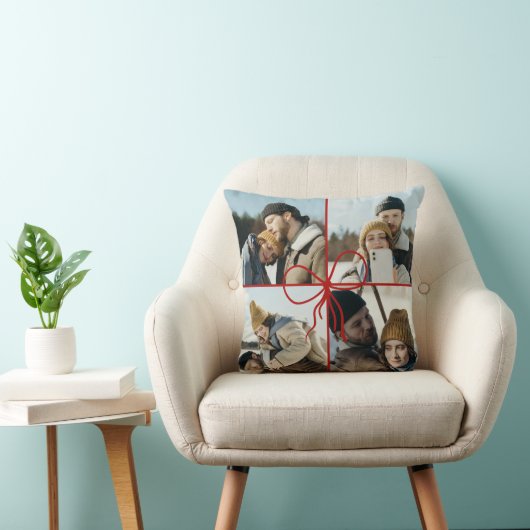 4 Foto's Boog Wrap Kerst Nieuwgetrouwden Modern Kussen (Stoel)