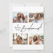 4 Foto's Bridesmaid proposal Kaart Sjabloon (Voorkant)