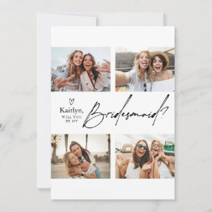 4 Foto's Bridesmaid proposal Kaart Sjabloon