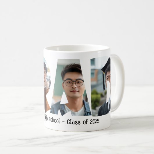 4 foto's collage AFSTUDEERDER custom Foto's Koffiemok (Voorkant rechts)