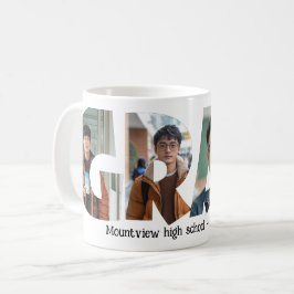 4 foto's collage AFSTUDEERDER custom Foto's Koffiemok