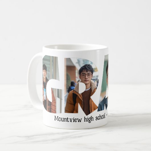 4 foto's collage AFSTUDEERDER custom Foto's Koffiemok (Voorkant links)