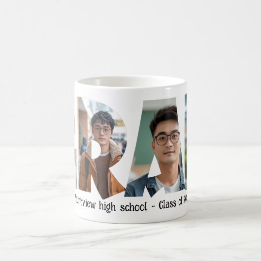 4 foto's collage AFSTUDEERDER custom Foto's Koffiemok (Center)