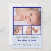 4 Foto's Collage Blue Stripes - Aankondiging van g (Voorkant)