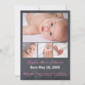 4 Foto's Collage Chalkboard - Aankondiging geboort (Voorkant)