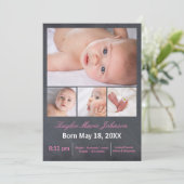 4 Foto's Collage Chalkboard - Aankondiging geboort (Staand voorkant)