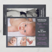 4 Foto's Collage Chalkboard - Aankondiging geboort (Voorkant / Achterkant)