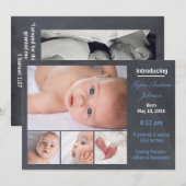 4 Foto's Collage Chalkboard - Aankondiging geboort (Voorkant / Achterkant)