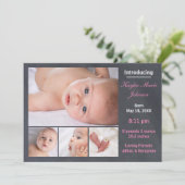 4 Foto's Collage Chalkboard - Aankondiging geboort (Staand voorkant)