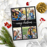 4 Foto's Collage Cute Merry KerstBlack Briefkaart<br><div class="desc">4 Foto's Collage Cute Merry KerstBlack Briefkaart</div>