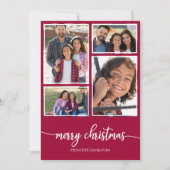 4 Foto's Collage Cute Script Merry Kerstmis Kaart (Voorkant)
