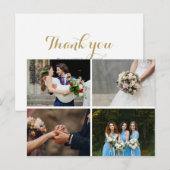 4 foto's Collage Eenvoudige moderne bruiloft Dank  Aankondigingskaart (Voorkant / Achterkant)