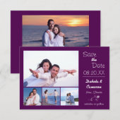 4 Foto's Collage Eggplant - 3x5 Bewaar de datum Save The Date (Voorkant / Achterkant)