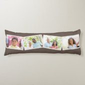 4 Foto's Collage familienaam & aangepaste tekst -  Lichaamskussen (Voorkant)