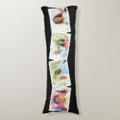 4 Foto's Collage familienaam & aangepaste tekst -  Lichaamskussen (Voorkant Verticaal)