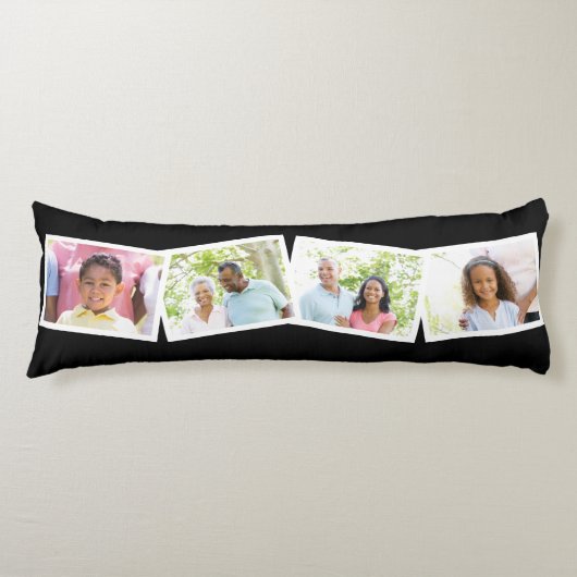 4 Foto's Collage familienaam & aangepaste tekst - Lichaamskussen (Voorkant)