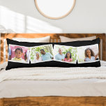 4 Foto's Collage familienaam & aangepaste tekst -  Lichaamskussen<br><div class="desc">Deze klokkenluider en moderne lichaamslengte biedt genoeg ruimte om van je favoriete familiefoto's te shows (ook gesmokkeld!). De sjabloon is klaar voor u om 4 foto's, uw familienaam en het jaar (en/of uw douanetekst) toe te voegen. Uw foto's zullen in een zigzagfotostrip langs de voorzijde worden gelegd, terwijl jouw tekst...</div>