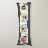 4 Foto's Collage familienaam & aangepaste tekst -  Lichaamskussen (Voorkant Verticaal)