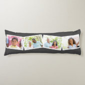 4 Foto's Collage familienaam & aangepaste tekst -  Lichaamskussen (Voorkant)