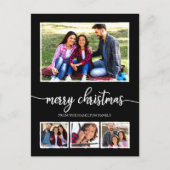 4 Foto's Collage Merry Kerstmis Modern Black Briefkaart (Voorkant)
