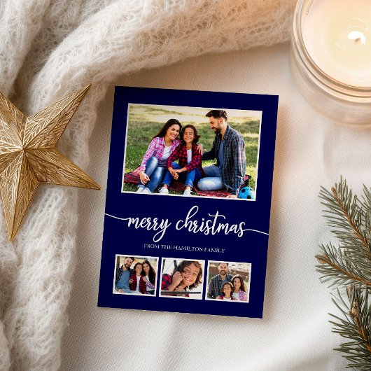 4 Foto's Collage Merry Kerstmis Moderne Feestdagen Briefkaart