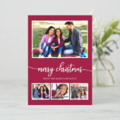 4 Foto's Collage Merry Kerstmis Moderne Feestdagen Kaart (Staand voorkant)