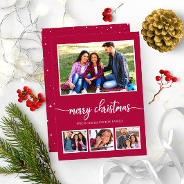4 Foto's Collage Merry Kerstmis Moderne Feestdagen Kaart