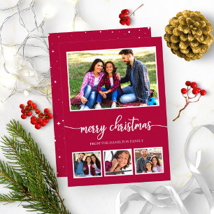 4 Foto's Collage Merry Kerstmis Moderne Feestdagen Kaart