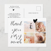 4 Foto's Collage Minimalistisch Baby shower Dank u Briefkaart (Voorkant / Achterkant)