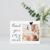 4 foto's collage minimalistische babyshower dank j briefkaart (Staand voorkant)