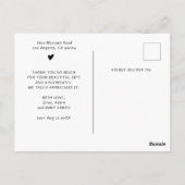 4 foto's collage minimalistische babyshower dank j briefkaart (Achterkant)