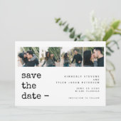 4 foto's collage moderne typografie bruiloft save the date (Staand voorkant)