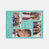 4 Foto's Collage Monogram Familie Foto Home Decor Fleece Deken (Voorkant (Horizontaal))