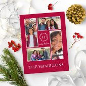 4 Foto's Collage Monogram Merry Kerstmis Feestdage Briefkaart